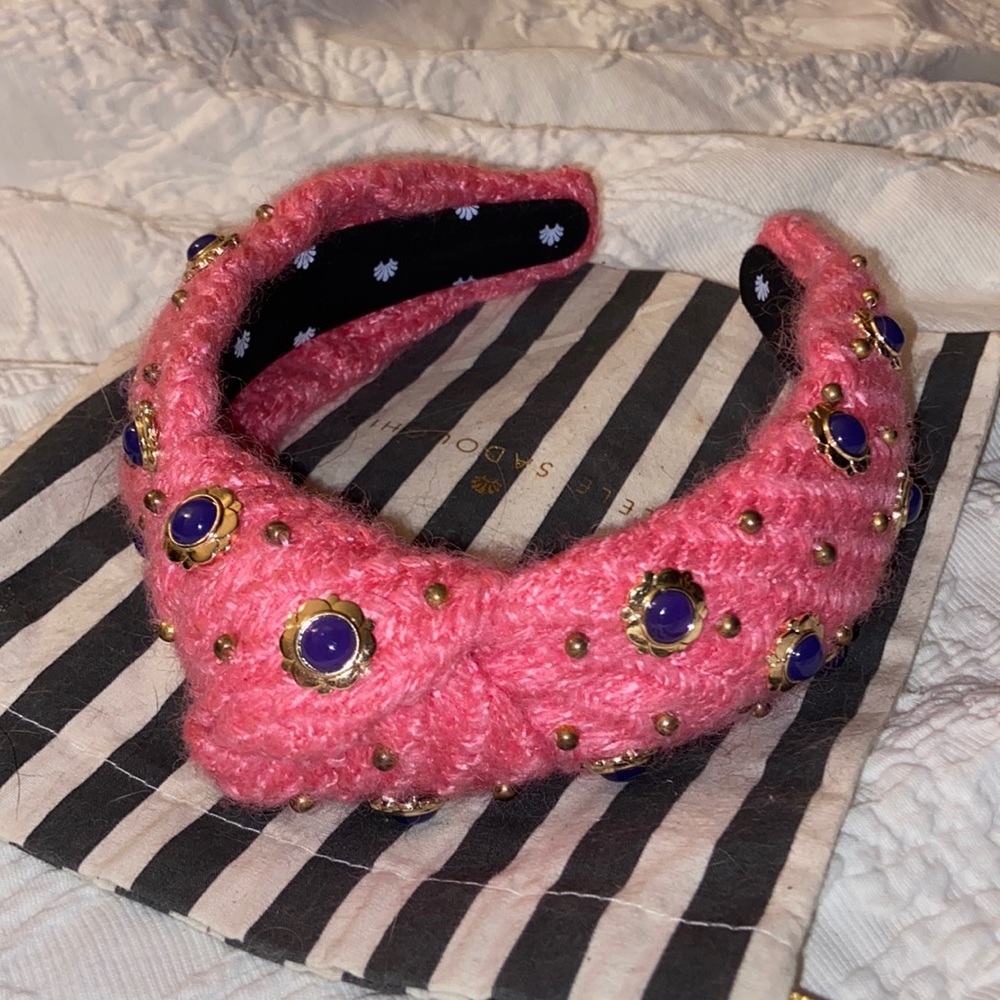 Lele Sadoughi Pink Wool Knotted Headband